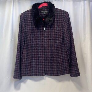 Kasper & Co ASL, Size 14, Zipper, Removable Faux Fur Collar Ladies Jacket